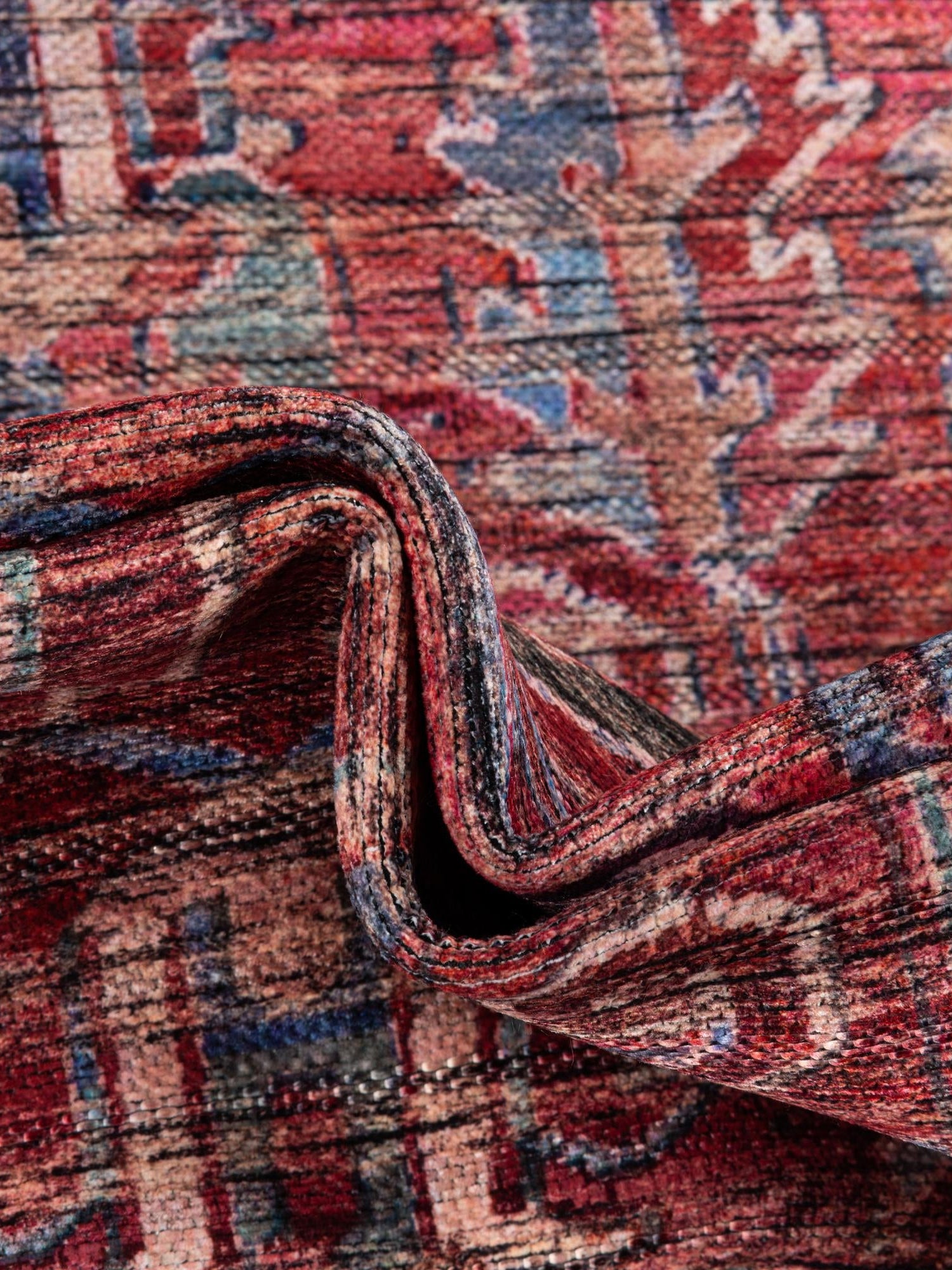 Washable Rust Red 2' x 4' 1 Maahru Runner Area Rug Easy to Clean Stain Resistant & Durable Polyester Chenille Carpet for Living, Dining, Bedrooms, Kitchen for Sale at Rug Engine