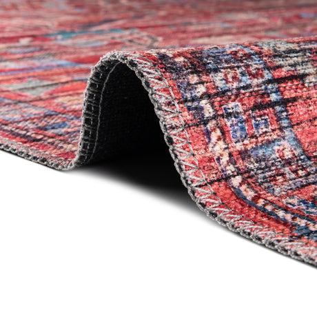 Washable Rust Red 2' x 8' Maahru Runner Area Rug Easy to Clean Stain Resistant & Durable Polyester Chenille Carpet for Living, Dining, Bedrooms, Kitchen for Sale at Rug Engine