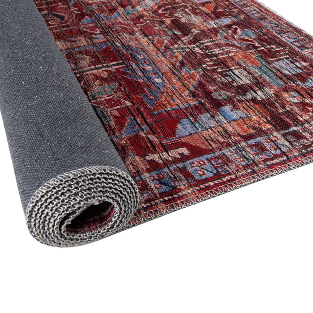 Washable Rust Red 2' x 6' 1 Maahru Runner Area Rug Easy to Clean Stain Resistant & Durable Polyester Chenille Carpet for Living, Dining, Bedrooms, Kitchen for Sale at Rug Engine
