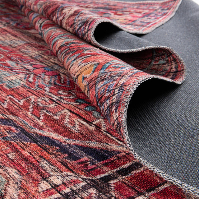 Washable Rust Red 2' x 6' 1 Maahru Runner Area Rug Easy to Clean Stain Resistant & Durable Polyester Chenille Carpet for Living, Dining, Bedrooms, Kitchen for Sale at Rug Engine