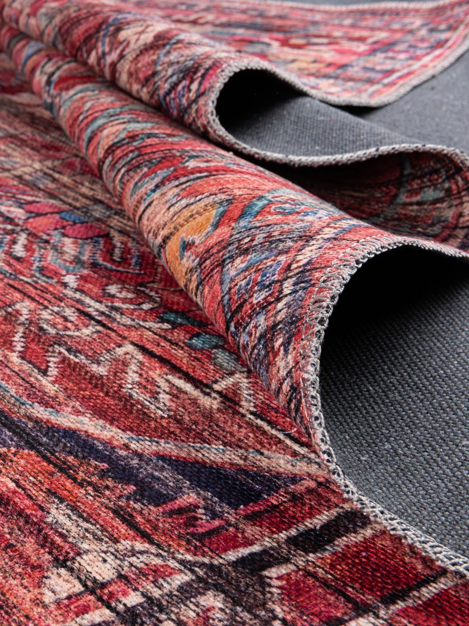 Washable Rust Red 2' x 8' Maahru Runner Area Rug Easy to Clean Stain Resistant & Durable Polyester Chenille Carpet for Living, Dining, Bedrooms, Kitchen for Sale at Rug Engine