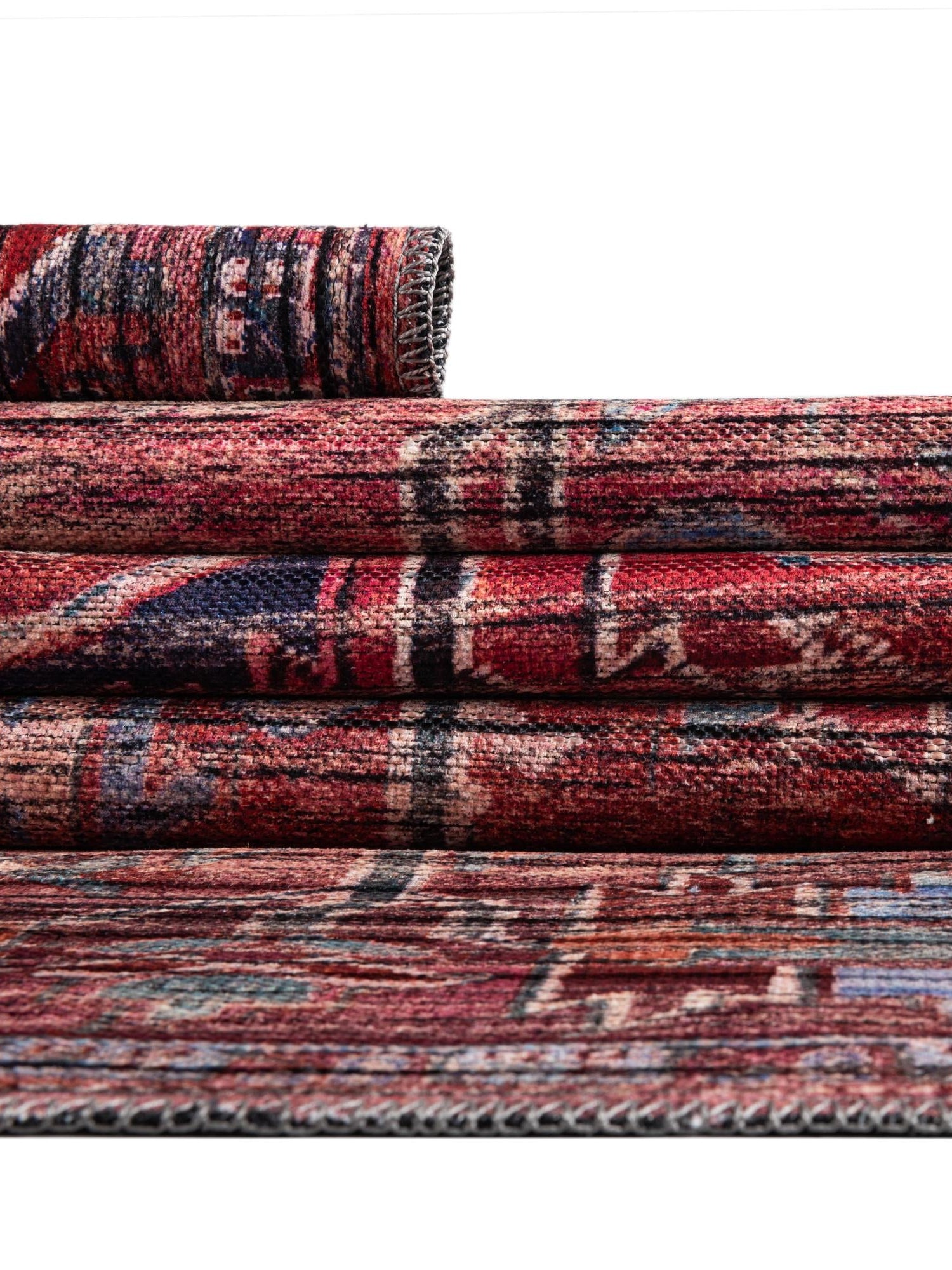 Washable Rust Red 2' x 8' Maahru Runner Area Rug Easy to Clean Stain Resistant & Durable Polyester Chenille Carpet for Living, Dining, Bedrooms, Kitchen for Sale at Rug Engine