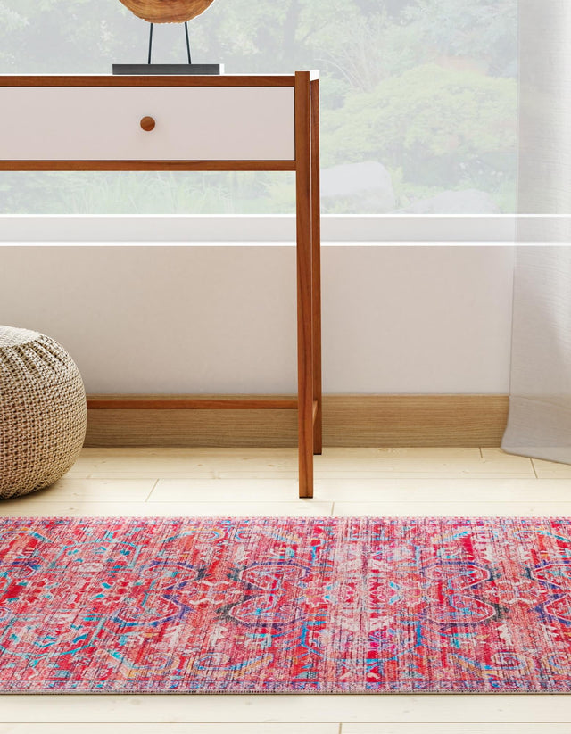 Rust Red 2' x 8' Maahru Washable Runner Rug