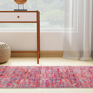 Washable Rust Red 2' x 6' 1 Maahru Runner Area Rug Easy to Clean Stain Resistant & Durable Polyester Chenille Carpet for Living, Dining, Bedrooms, Kitchen for Sale at Rug Engine
