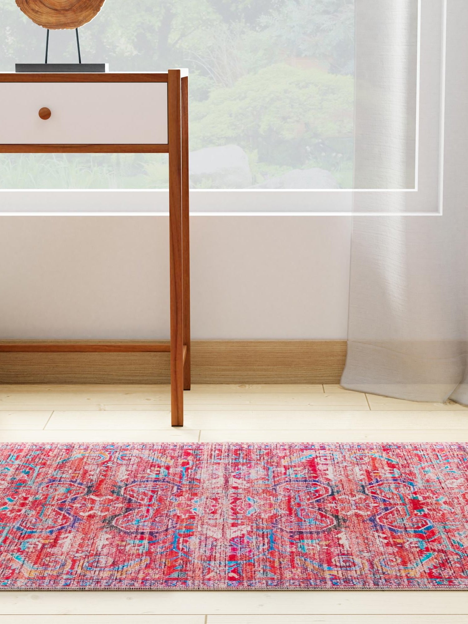 Washable Rust Red 2' x 8' Maahru Runner Area Rug Easy to Clean Stain Resistant & Durable Polyester Chenille Carpet for Living, Dining, Bedrooms, Kitchen for Sale at Rug Engine