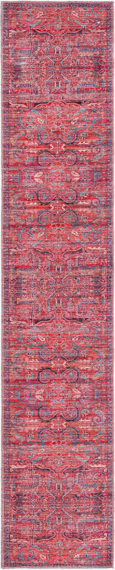 Washable Rust Red 2' x 10' Maahru Runner Area Rug Easy to Clean Stain Resistant & Durable Polyester Chenille Carpet for Living, Dining, Bedrooms, Kitchen for Sale at Rug Engine