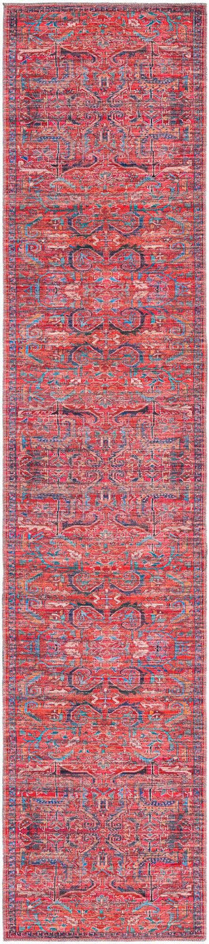 Washable Rust Red 2' 7 x 13' 1 Maahru Runner Area Rug Easy to Clean Stain Resistant & Durable Polyester Chenille Carpet for Living, Dining, Bedrooms, Kitchen for Sale at Rug Engine