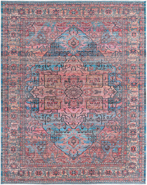 Washable Blue 10' 6 x 13' 1 Maahru Rectangle Area Rug Easy to Clean Stain Resistant & Durable Polyester Chenille Carpet for Living, Dining, Bedrooms, Kitchen for Sale at Rug Engine