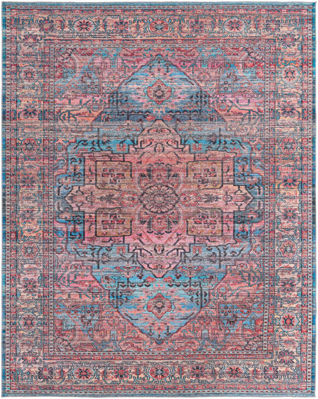 Washable Blue 10' 6 x 13' 1 Maahru Rectangle Area Rug Easy to Clean Stain Resistant & Durable Polyester Chenille Carpet for Living, Dining, Bedrooms, Kitchen for Sale at Rug Engine