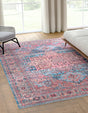 Washable Blue 7' 3 x 10' Maahru Rectangle Area Rug Easy to Clean Stain Resistant & Durable Polyester Chenille Carpet for Living, Dining, Bedrooms, Kitchen for Sale at Rug Engine