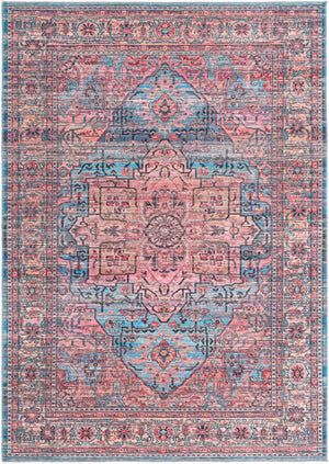 Washable Blue 7' 3 x 10' Maahru Rectangle Area Rug Easy to Clean Stain Resistant & Durable Polyester Chenille Carpet for Living, Dining, Bedrooms, Kitchen for Sale at Rug Engine