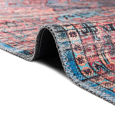 Washable Blue 7' 10 x 10' Maahru Rectangle Area Rug Easy to Clean Stain Resistant & Durable Polyester Chenille Carpet for Living, Dining, Bedrooms, Kitchen for Sale at Rug Engine