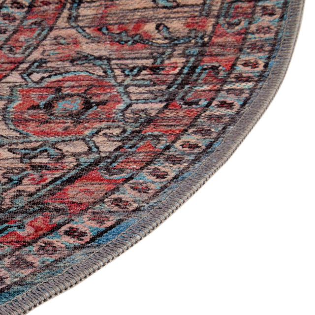 Washable Blue 2' x 3' 1 Maahru Oval Area Rug Easy to Clean Stain Resistant & Durable Polyester Chenille Carpet for Living, Dining, Bedrooms, Kitchen for Sale at Rug Engine