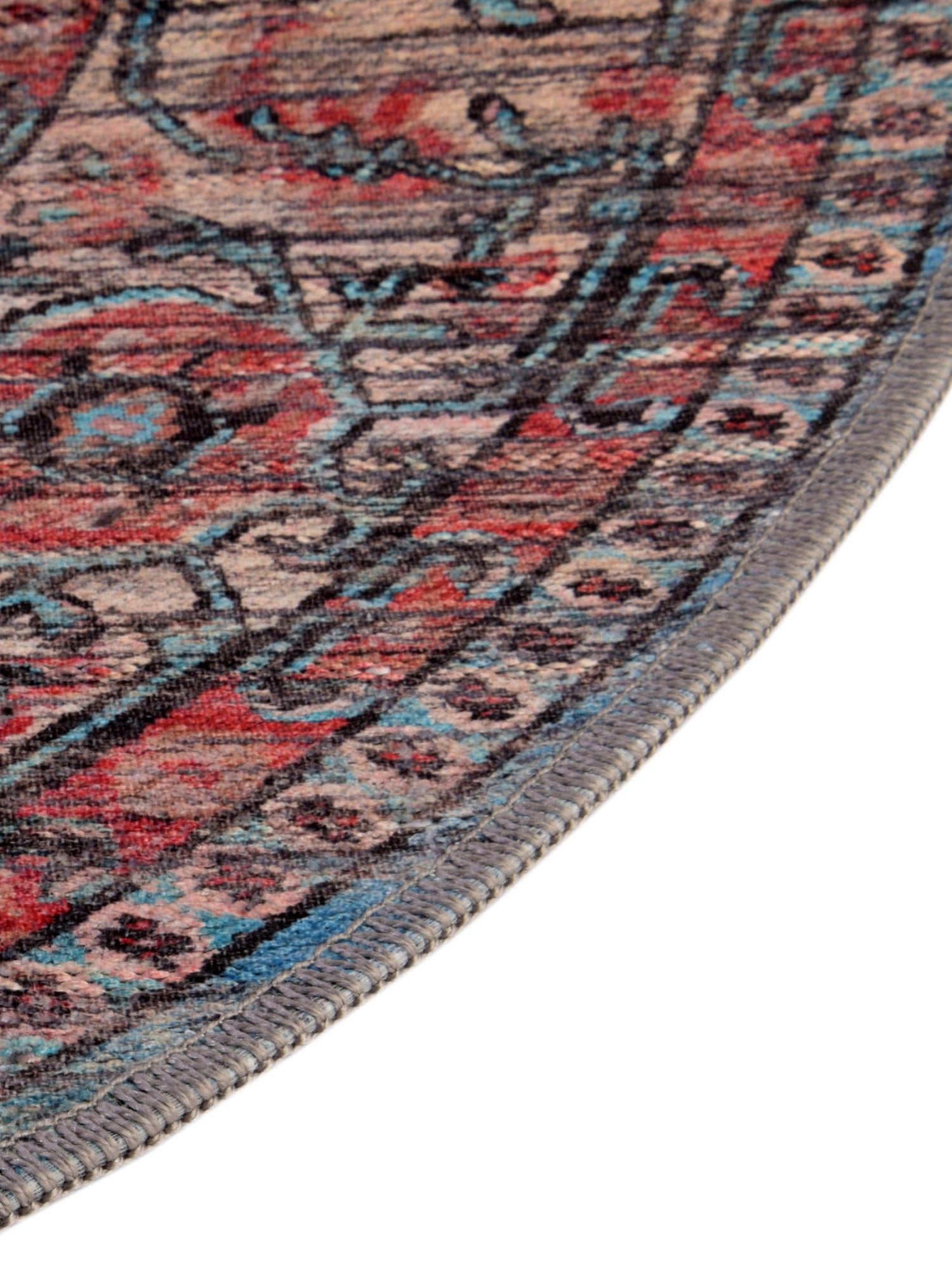 Washable Blue 5' 3 x 8' Maahru Oval Area Rug Easy to Clean Stain Resistant & Durable Polyester Chenille Carpet for Living, Dining, Bedrooms, Kitchen for Sale at Rug Engine