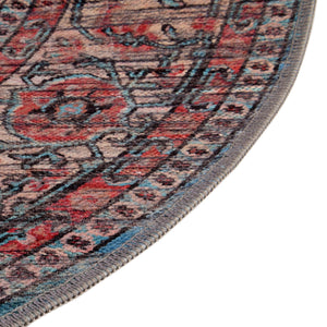 Washable Blue 5' 3 x 8' Maahru Oval Area Rug Easy to Clean Stain Resistant & Durable Polyester Chenille Carpet for Living, Dining, Bedrooms, Kitchen for Sale at Rug Engine