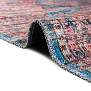 Washable Blue 2' x 3' 1 Maahru Oval Area Rug Easy to Clean Stain Resistant & Durable Polyester Chenille Carpet for Living, Dining, Bedrooms, Kitchen for Sale at Rug Engine