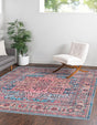 Washable Blue 5' 3 x 5' 3 Maahru Square Area Rug Easy to Clean Stain Resistant & Durable Polyester Chenille Carpet for Living, Dining, Bedrooms, Kitchen for Sale at Rug Engine