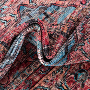 Washable Blue 7' 3 x 7' 3 Maahru Square Area Rug Easy to Clean Stain Resistant & Durable Polyester Chenille Carpet for Living, Dining, Bedrooms, Kitchen for Sale at Rug Engine