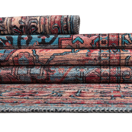 Washable Blue 7' 3 x 7' 3 Maahru Square Area Rug Easy to Clean Stain Resistant & Durable Polyester Chenille Carpet for Living, Dining, Bedrooms, Kitchen for Sale at Rug Engine