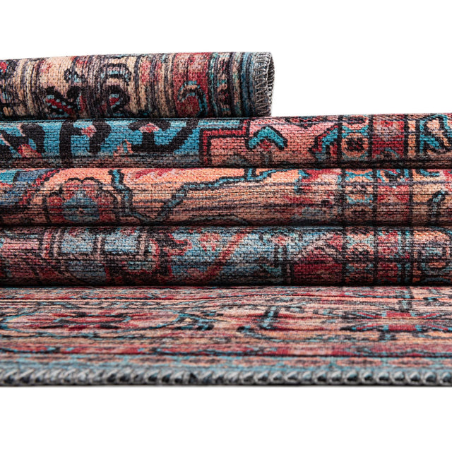 Washable Blue 7' 3 x 7' 3 Maahru Square Area Rug Easy to Clean Stain Resistant & Durable Polyester Chenille Carpet for Living, Dining, Bedrooms, Kitchen for Sale at Rug Engine