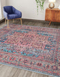 Washable Blue 7' 10 x 7' 10 Maahru Square Area Rug Easy to Clean Stain Resistant & Durable Polyester Chenille Carpet for Living, Dining, Bedrooms, Kitchen for Sale at Rug Engine