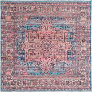 Washable Blue 7' 10 x 7' 10 Maahru Square Area Rug Easy to Clean Stain Resistant & Durable Polyester Chenille Carpet for Living, Dining, Bedrooms, Kitchen for Sale at Rug Engine