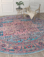 Washable Blue 10' 6 x 10' 6 Maahru Round Area Rug Easy to Clean Stain Resistant & Durable Polyester Chenille Carpet for Living, Dining, Bedrooms, Kitchen for Sale at Rug Engine