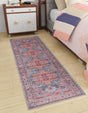 Washable Blue 2' x 8' Maahru Runner Area Rug Easy to Clean Stain Resistant & Durable Polyester Chenille Carpet for Living, Dining, Bedrooms, Kitchen for Sale at Rug Engine