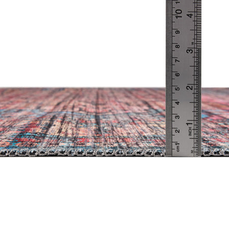 Washable Blue 2' x 8' Maahru Runner Area Rug Easy to Clean Stain Resistant & Durable Polyester Chenille Carpet for Living, Dining, Bedrooms, Kitchen for Sale at Rug Engine