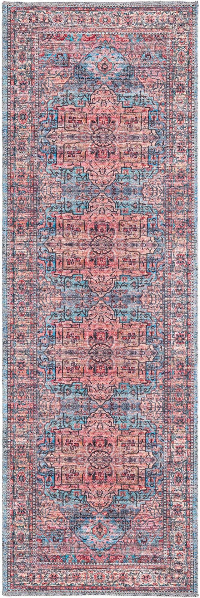 Washable Blue 2' x 6' 1 Maahru Runner Area Rug Easy to Clean Stain Resistant & Durable Polyester Chenille Carpet for Living, Dining, Bedrooms, Kitchen for Sale at Rug Engine