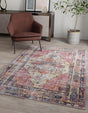 Washable Yellow Pink 5' 3 x 8' Maahru Rectangle Area Rug Easy to Clean Stain Resistant & Durable Polyester Chenille Carpet for Living, Dining, Bedrooms, Kitchen for Sale at Rug Engine
