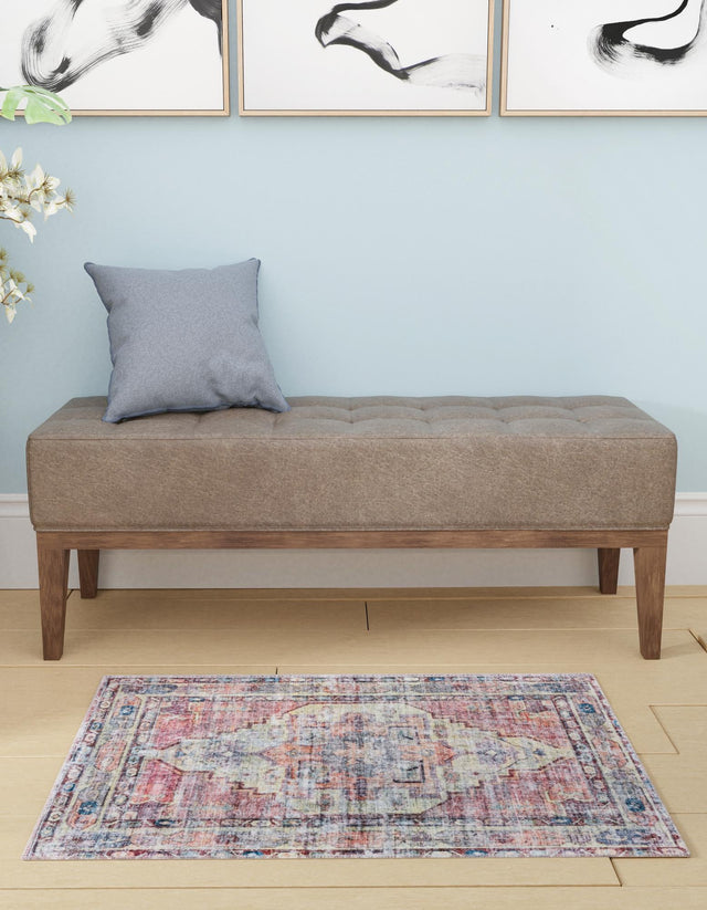 Washable Yellow Pink 9' 2 x 12' Maahru Rectangle Area Rug Easy to Clean Stain Resistant & Durable Polyester Chenille Carpet for Living, Dining, Bedrooms, Kitchen for Sale at Rug Engine