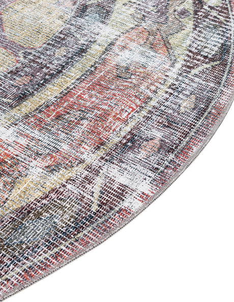 Washable Yellow Pink 2' x 3' 1 Maahru Oval Area Rug Easy to Clean Stain Resistant & Durable Polyester Chenille Carpet for Living, Dining, Bedrooms, Kitchen for Sale at Rug Engine