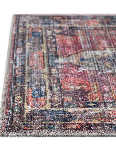 Washable Yellow Pink 7' 10 x 7' 10 Maahru Square Area Rug Easy to Clean Stain Resistant & Durable Polyester Chenille Carpet for Living, Dining, Bedrooms, Kitchen for Sale at Rug Engine