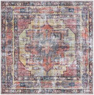 Washable Yellow Pink 7' 3 x 7' 3 Maahru Square Area Rug Easy to Clean Stain Resistant & Durable Polyester Chenille Carpet for Living, Dining, Bedrooms, Kitchen for Sale at Rug Engine