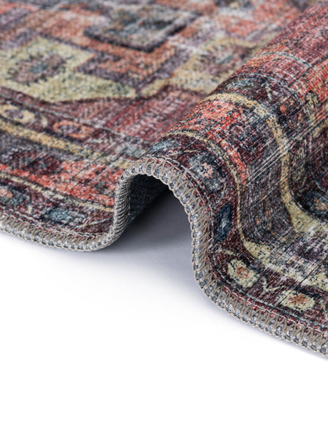 Washable Yellow Pink 2' x 4' 1 Maahru Runner Area Rug Easy to Clean Stain Resistant & Durable Polyester Chenille Carpet for Living, Dining, Bedrooms, Kitchen for Sale at Rug Engine