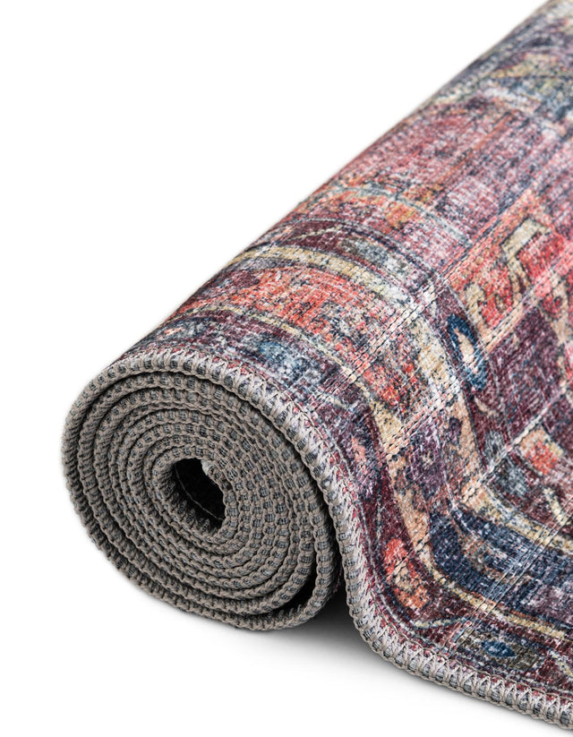 Washable Yellow Pink 2' x 10' Maahru Runner Area Rug Easy to Clean Stain Resistant & Durable Polyester Chenille Carpet for Living, Dining, Bedrooms, Kitchen for Sale at Rug Engine