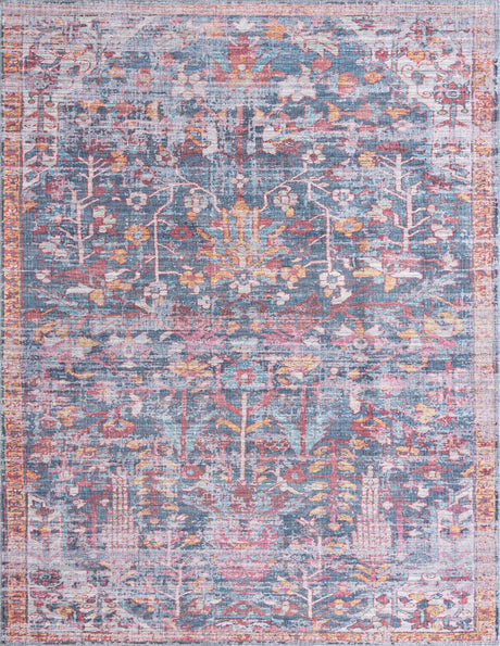 Navy Blue 8' x 10' Maahru Washable Rectangle Rug