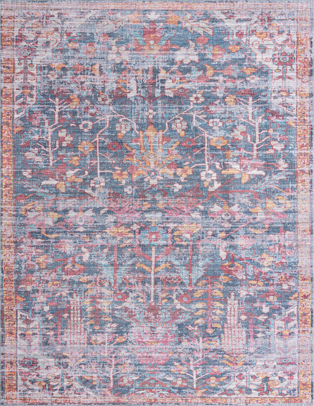 Navy Blue 8' x 10' Maahru Washable Rectangle Rug