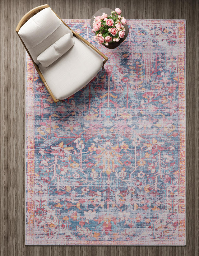 Washable Navy Blue 9' 2 x 12' Maahru Rectangle Area Rug Easy to Clean Stain Resistant & Durable Polyester Chenille Carpet for Living, Dining, Bedrooms, Kitchen for Sale at Rug Engine