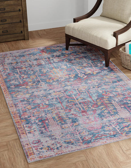 Navy Blue 8' x 10' Maahru Washable Rectangle Rug