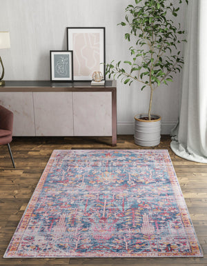 Washable Navy Blue 10' 6 x 13' 1 Maahru Rectangle Area Rug Easy to Clean Stain Resistant & Durable Polyester Chenille Carpet for Living, Dining, Bedrooms, Kitchen for Sale at Rug Engine