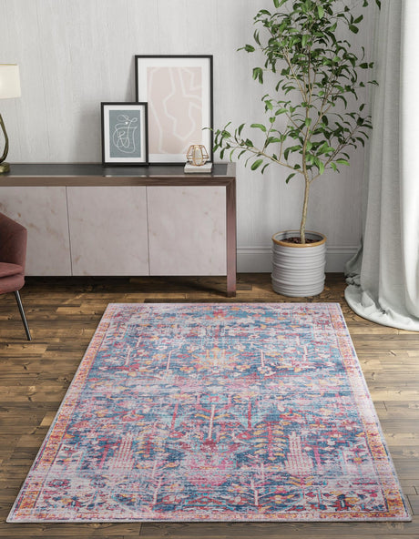 Washable Navy Blue 10' 6 x 13' 1 Maahru Rectangle Area Rug Easy to Clean Stain Resistant & Durable Polyester Chenille Carpet for Living, Dining, Bedrooms, Kitchen for Sale at Rug Engine