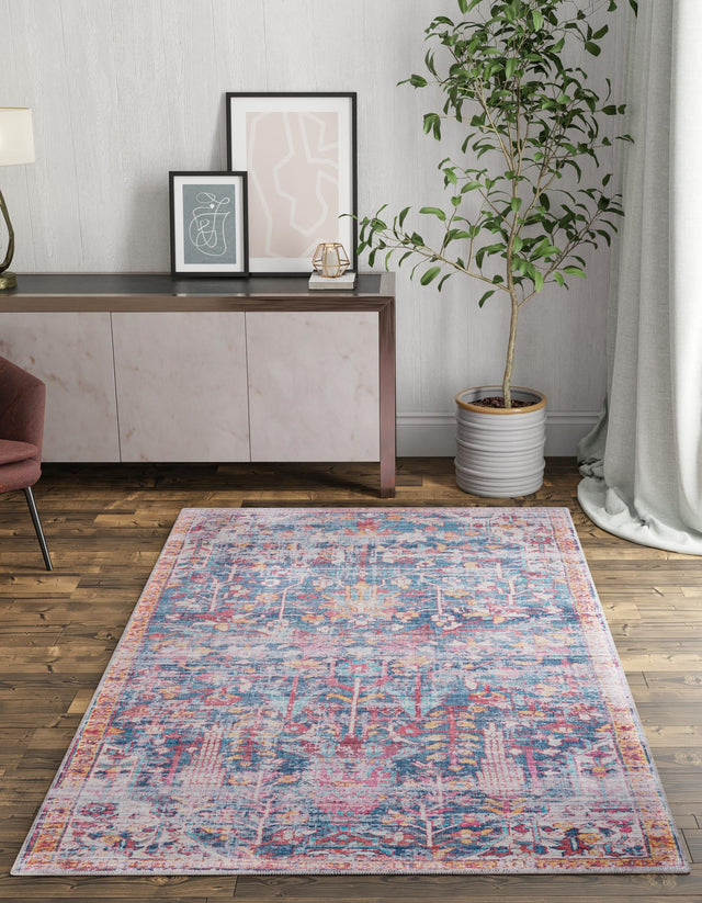 Navy Blue 8' x 10' Maahru Washable Rectangle Rug