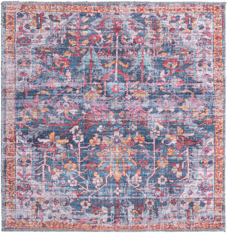Washable Navy Blue 3' 3 x 3' 3 Maahru Square Area Rug Easy to Clean Stain Resistant & Durable Polyester Chenille Carpet for Living, Dining, Bedrooms, Kitchen for Sale at Rug Engine