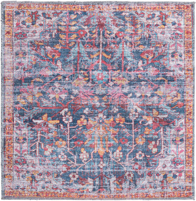 Washable Navy Blue 3' 3 x 3' 3 Maahru Square Area Rug Easy to Clean Stain Resistant & Durable Polyester Chenille Carpet for Living, Dining, Bedrooms, Kitchen for Sale at Rug Engine
