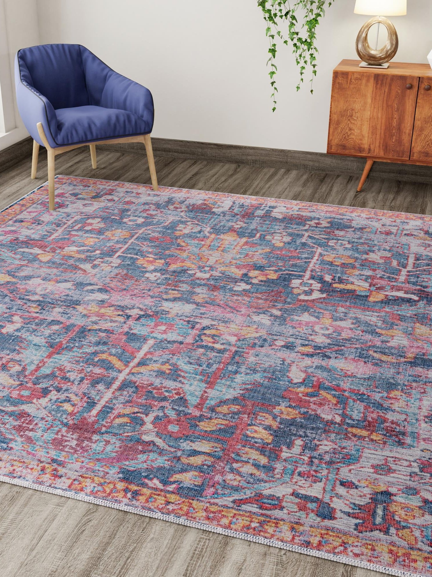 Washable Navy Blue 10' 6 x 10' 6 Maahru Square Area Rug Easy to Clean Stain Resistant & Durable Polyester Chenille Carpet for Living, Dining, Bedrooms, Kitchen for Sale at Rug Engine