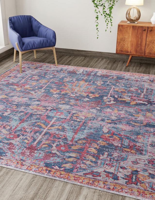 Washable Navy Blue 3' 3 x 3' 3 Maahru Square Area Rug Easy to Clean Stain Resistant & Durable Polyester Chenille Carpet for Living, Dining, Bedrooms, Kitchen for Sale at Rug Engine