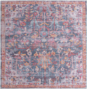 Washable Navy Blue 10' 6 x 10' 6 Maahru Square Area Rug Easy to Clean Stain Resistant & Durable Polyester Chenille Carpet for Living, Dining, Bedrooms, Kitchen for Sale at Rug Engine