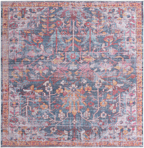Washable Navy Blue 10' 6 x 10' 6 Maahru Square Area Rug Easy to Clean Stain Resistant & Durable Polyester Chenille Carpet for Living, Dining, Bedrooms, Kitchen for Sale at Rug Engine